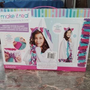 Unicorn Hoodie Blanket for Kids - White and Pink